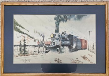 60 Snowy Train Scene In Wooden Frame