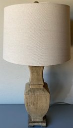 Table Lamp With White Plaster Base & Round Shade