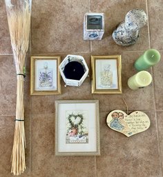 Home Decor Incl Framed Art Prints, Candles With Candle Holders, Wheat Bushel & More
