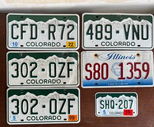 Collection Of License Plates, 4 Colorado Plates And 1 Illinois