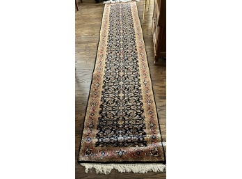 Herati Red & Black Indian Oriental Rug Runner With Pad