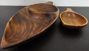 2 Wooden Divided Serving Platters