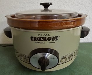 Vintage Green & Brown Rival Crock-pot