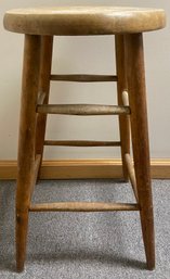 Vintage Wooden Round Barstool