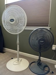 Pair Of Lasko Oscillating Adjustable Height Pedestal Fans