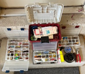 Small Plano Tackle Box W Lures, Hooks, Weights & More