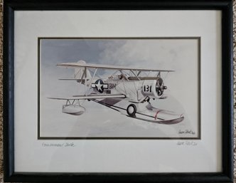 New Feist Aviation Art Grumman Duck Print In Black Wooden Frame