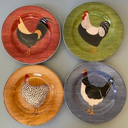 4 Ceramic Chicken Plates By Sakura