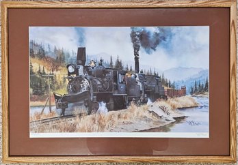 71 Train Scene In Wooden Frame