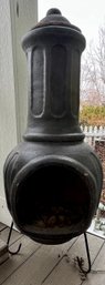 Clay Chiminea On Metal Stand