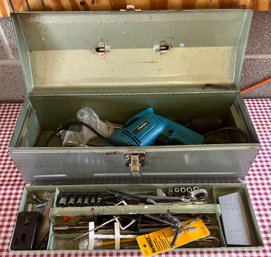 Metal Tool Box Incl Makita Drill (tested)