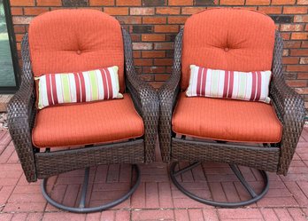 Great Patio Furniture!! 2 Better Homes Rattan Swivel Yard Chairs With Pads