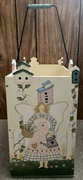 Adorable Hand Painted Wooden Birdhouse Theme Stair Caddy With Handle