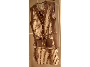 Vintage Skirt Suit Straight Out Of Late '60s Or Early '70s With Suede Or Faux Suede Trim