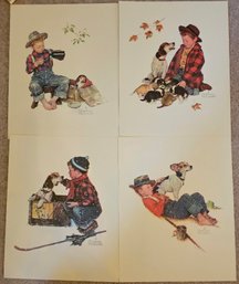 4 Norman Rockwell Prints On Cardstock Paper