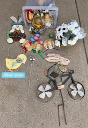 Easter Decor Incl Yard Signs, Basket, Eggs & More