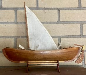 Wooden Sail Boat Decor