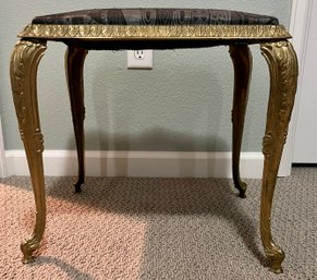 Upholstered Gold Tone Metal Bench