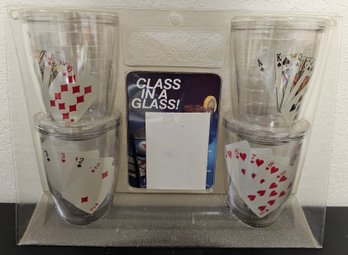 Set Of 4 Card Theme Plastic Tumbler Cups