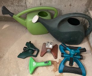 Garden Lot Incl Watering Cans & Sprinkler Hose Attachments