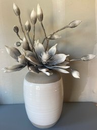 Faux Flowers In White Ceramic Pot