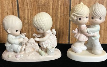 2 Precious Moments Figurines Incl God Bless Our Home & Hug One Another