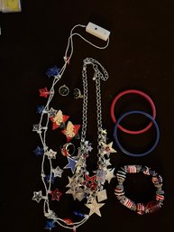 Forth Of July Jewelry With Snap On Earrings Bracelets And Necklaces