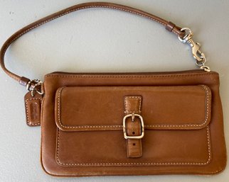 Brown Leather Clutch/hand Bag By Coach