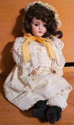 Vintage Porcelain Doll With Yellow Dress