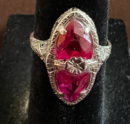 14K White Gold Ruby Ring Size 5