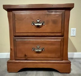 2 Drawer Wooden Bedside Stand W/ Vinyl Top