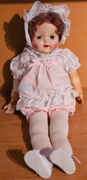 Vintage Baby Doll In White Floral Outfit Marked 750 USA