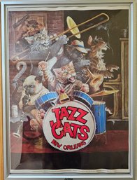 Jazz Cats New Orleans Print In Metal Frame