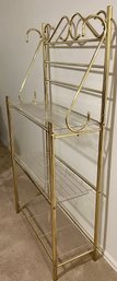 Goldtone Metal Bakers Rack With Clear Plastic Shelves
