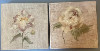 2 Stretched Canvases With Floral Design