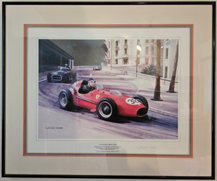 Graham Turner 1958 Monaco Grand Prix Print In Plastic Frame