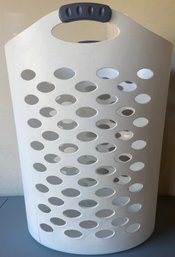 White Plastic Clothes Hamper Basket