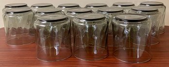 Set Of 14 Dark Smoked Glass Cups