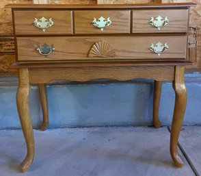 Wooden 2 Drawer Vanity/desk With Brass Handles