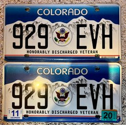 2 Honorable Discharge Veteran License Plates