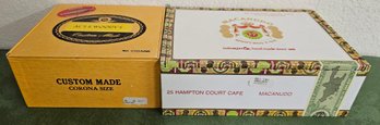 2 Vintage Cigar Boxes Incl Macanudo & Al's And Woody's