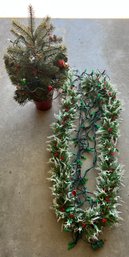 Vintage Christmas Decor Incl Small Tree, String Lights & Garland (tested)