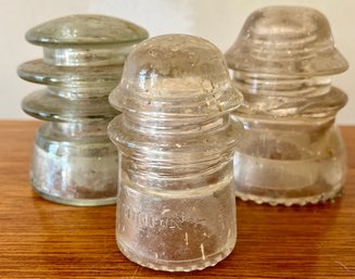 3 Vintage Glass Insulators