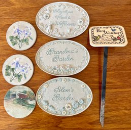 3 Garden Tiles, 3 Coasters & Bird Watcher Sign