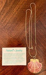 Sea Shell With 24k Gold Trim On Gold-tone Chain By Nature's Jewelry