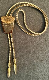 Deschutes Jasper Bolo Tie With Gold-tone Leaf Design