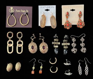 12 Pairs Of Earrings. Two Pair Are Clip.