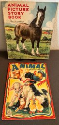 2 Vintage Books Incl Animal Picture Story Book & Animal Pictures And Rhymes