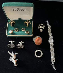 Alexis Bittar Goldtone Sphere Coil Cocktail Ring, Lewis 17 Jewel Womens Watch, Mens Cuff Links, Rings And More