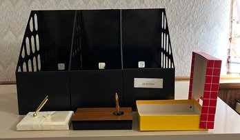 Office Storage Lot Incl. Magazine Holders, Pen Holders & More